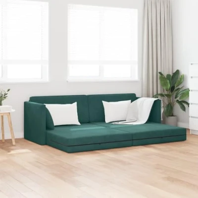 Afbeelding van vidaXL Vloer Slaapbank 2 in 1 Donkergroen 213x144x60 cm Velvet