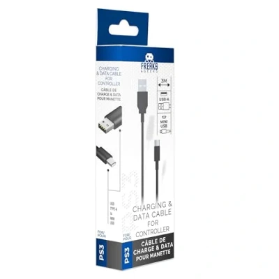 Image de Câble recharge Freaks And Geeks Mini USB Noir pour PS3