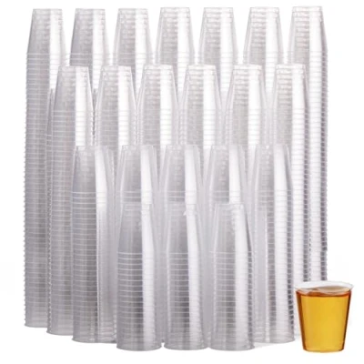 Afbeelding van MATANA 1000 shotglazen van hard plastic, transparant, 30 ml, robuuste shooterglazen, herbruikbare glazen voor feesten, verjaardagen, bruiloften, proeven