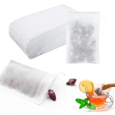 Afbeelding van 200 stuks theezakjes, 7 x 9 cm, wegwerpzakjes, met trekkoord, voor thee, bloementhee, koffie, specerijen enz. (7 cm)