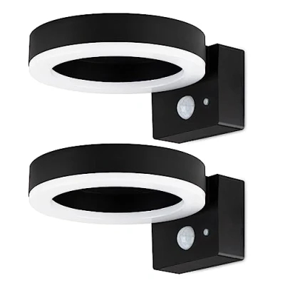 Afbeelding van Malabo Solar LED wandlamp met bewegingssensor, Warm Wit Licht, 600 Lumen beveiligingslicht, IP44 waterbestendig, buitenlamp bewegingssensor &amp; 3 licht modi, tuinverlichting, Set van 2 stuks, Brendz