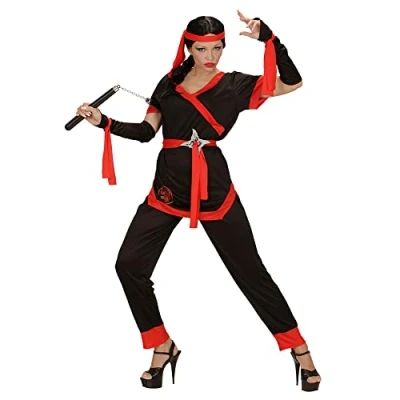 Afbeelding van Widmann Ninja &amp; Samurai Kostuum Ms Bill Vrouw Rood, Zwart Large Carnavalskleding Verkleedkleding
