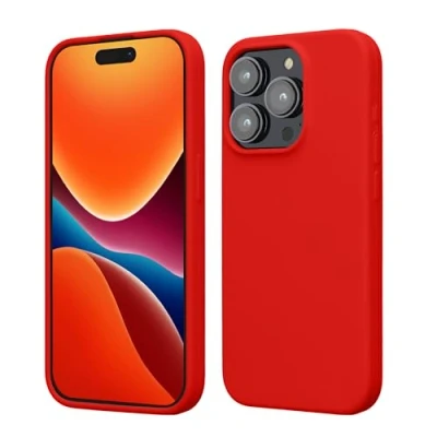 Afbeelding van kwmobile Case voor iPhone 15 Pro Slank TPU Hoesje met Zachte Afwerking In rood