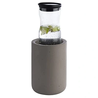 Afbeelding van APS Flessenkoeler betonelement met zachte bodem voor meubels 0,7 tot 1,5 liter flessen Ø 12/10 cm, hoogte 19 grijs
