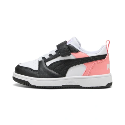 Afbeelding van PUMA Rebound V6 Lo Ac+ Ps Sneakers, uniseks, kinderen, Veelkleurig (Wit Zwart Roze Fruit)