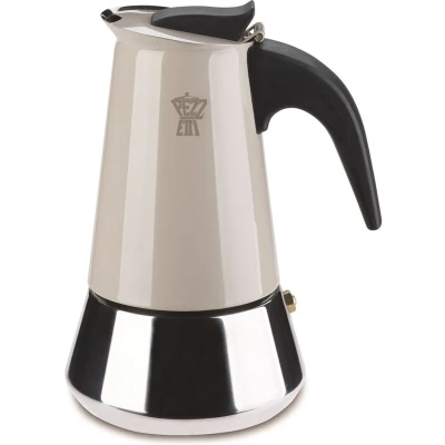 Afbeelding van Pezzetti Italiaanse espressomaker koffiemaker 4 kops roestvrijstaal inductie gas elektrisch percolator grijs