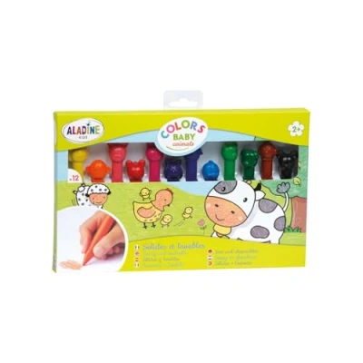 Afbeelding van Aladine Kids Uitwasbare Waskrijtjes Set Dieren 12 stuks