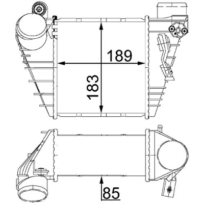 Afbeelding van MAHLE ORIGINAL CI 22 000S Intercooler Zonder sensor VOLKSWAGEN: Golf 4, 4 Variant, AUDI: A3 Hatchback, SEAT: Leon I Hatchback