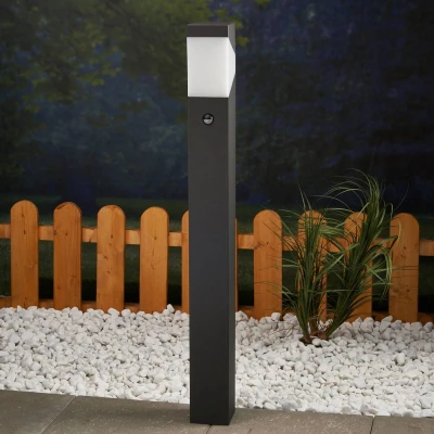 Afbeelding van Lucande Padverlichting, zuillampen 1licht Aluminium, polycarbonaat H: 100 cm E27 grafietgrijs, opaalwit