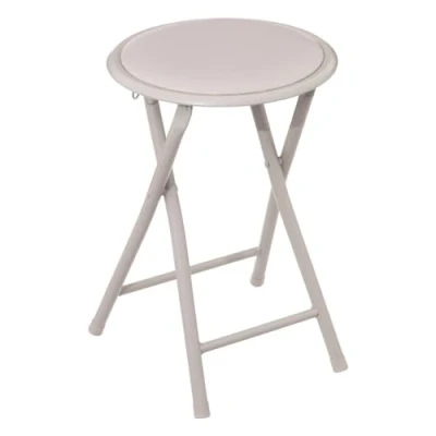 Afbeelding van 5Five Bijzet krukje/stoel Opvouwbaar beige D30 x H46 cm