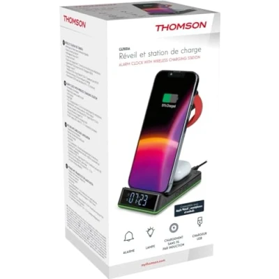 Image de CL750IA Réveil et station de charge 4 en 1 Compatible Apple Bandeau LED lumineux pour indiquer la Noir