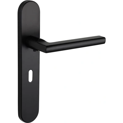 Afbeelding van Lavuzo deurkruk Teramo Zwart met afgerond schild SL56 Per set Deurklink