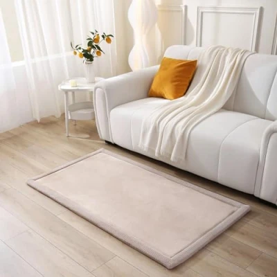 Afbeelding van Wolkenzachte Fluwelen Speelmat Baby 150x80x2,5cm, beige Speelkleed Kinderkleed met hoogwaardig Memory Foam Kruipmat Antislip Onderkant Kruipdeken Oeko TEX 100 Certificaat