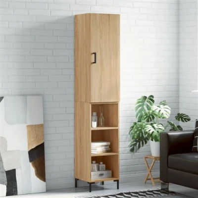 Afbeelding van Hoge kast 34,5x34x180 cm bewerkt hout sonoma eikenkleurig