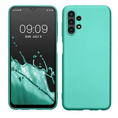 Afbeelding van kwmobile telefoonhoesje geschikt voor Samsung Galaxy A13 4G Hoesje smartphone Back cover in metallic turquoise