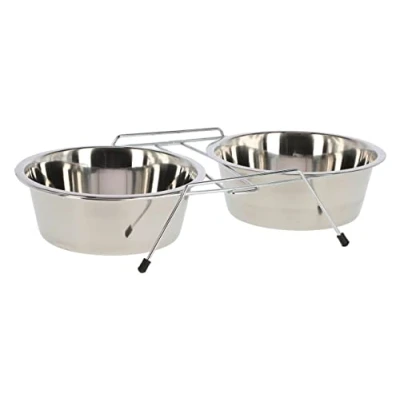Afbeelding van Voerbakhouder incl. 2 x 450 ml rvs bakjes