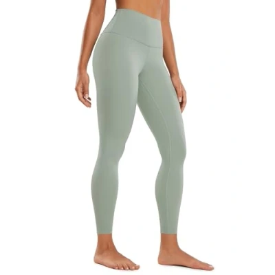 Afbeelding van CRZ YOGA Damespanty, hoge taille, sportlegging, thermische broek met zakken, 71 cm, Groene Palm binnenplaats, 40