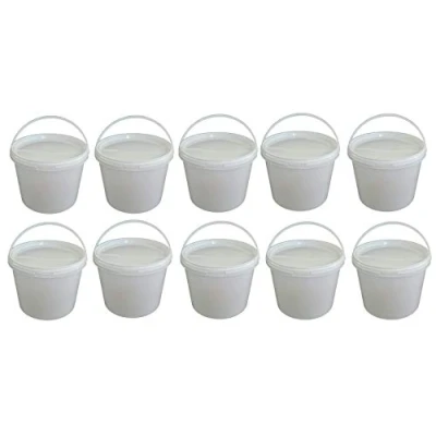 Afbeelding van Set van 10 emmers à 3 liter met wit deksel, stapelbare melkemmer/opslag, honingemmers, kunststof levensmiddelengoedkeuring, voedselcontainers, lege voor meel,