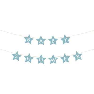 Afbeelding van Partydeco Babyshower banner sterren blauw (2,9 mtr)