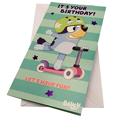 Afbeelding van Danilo Promotions Limited Bluey verjaardagskaart, officiële wenskaart, Bluey, meerkleurig, 22,9 x 12,7 cm