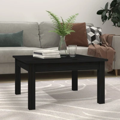 Afbeelding van Salontafel 55x55x30 cm massief grenenhout zwart