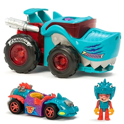 Afbeelding van T Racers Mega Wheels Shark Voertuiglauncher met 1 exclusieve bestuurder en exclusief voertuig, compatibel andere auto&#039;s