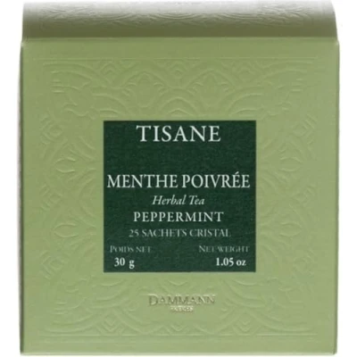 Afbeelding van Dammann Frères Tisane Menthe Poivrèe 25 cristal zakjes Kruidenthee pepermunt zonder theïne Composteerbare theebuiltjes
