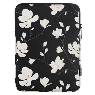 Afbeelding van MoKo Beschermhoes compatibel met iPad Air 5 10,9 inch 2022/Air 4/Air 3 10,5, New 9e Gen 10.2 2021/iPad 8 10.2/iPad Pro 11 2021, Galaxy Tab 10.1&#039;/Tab S8 11&#039;, Surface Go 9 zwart + witte magnolia