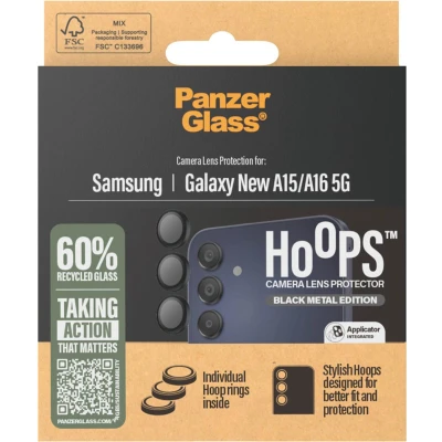 Afbeelding van PanzerGlass Camera Lens Screen Protector Geschikt voor Samsung Galaxy A16 (5G) / (4G) Hoop Optic Rings Zwart