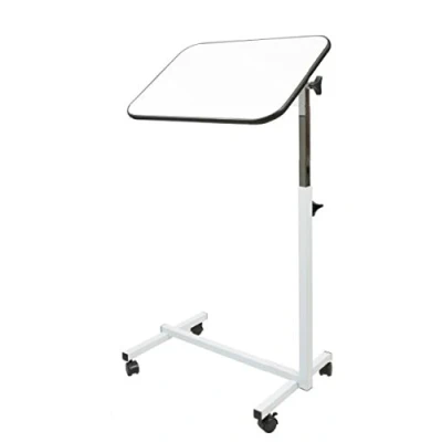 Afbeelding van bijzettafel bedtafel zijtafel blad 60,5 x 40.5 cm wit met wielen