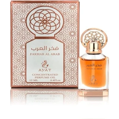 Afbeelding van Ayat Perfumes Geurolie 12 ml alcoholvrij parfumextract, hoogwaardige muskus, uniseks, oosters, Arabisch, oud, natuurlijk, barnsteen dubai geur (Fakhar AlArab)