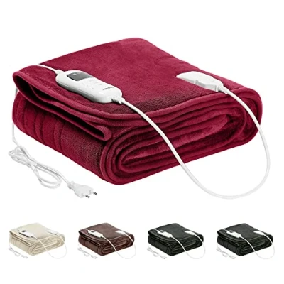 Afbeelding van AREBOS Elektrische deken verwarmde onderdeken knuffeldoek 160 x 120 cm Bordeaux
