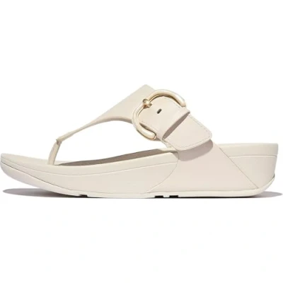 Afbeelding van FitFlop Lulu Resin Buckle Leather Toe Post Sandals BEIGE Maat 37