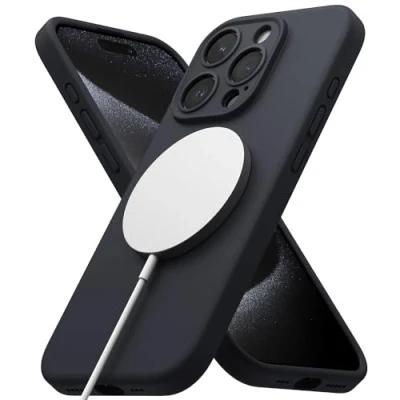 Afbeelding van Ringke Beschermhoes compatibel met iPhone 15 Pro Max [Magnetische Siliconen] Magnetische Microvezel Zachte Siliconen Bumper Ultradun Zacht Lichtgewicht Case Accessoires