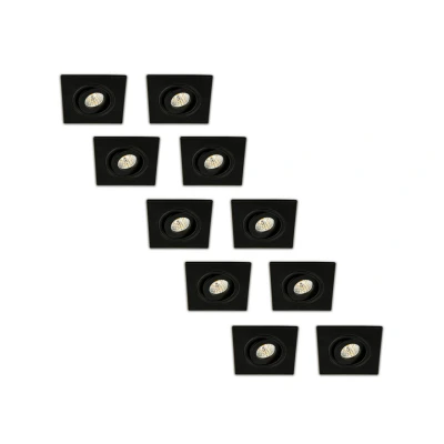 Afbeelding van Inbouwspot LED 3W, Vierkant, Kantelbaar, Aluminium, Dimbaar, Zwart, 10 Pack