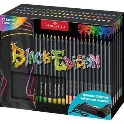 Afbeelding van Kleurpotlood Faber Castell Black Edition 72 stuks in roletui zwart