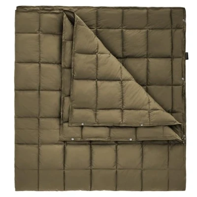 Afbeelding van Ultralichte reisdeken, warme buitendeken, winddichte campingdeken, waterafstotend, compact, kleine verpakkingsgrootte voor reizen, picknick, thuis, 213 x 203 cm, olijf