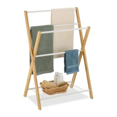 Afbeelding van handdoekenrek met plank 87 x 60,5 37,5 cm badkamer 4 stangen