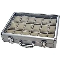 Afbeelding van Safe Safe, Presentatie Display, Alu Horloges (18x) Grijs met blauw interieur afm: 345x225x75 mm. per st.