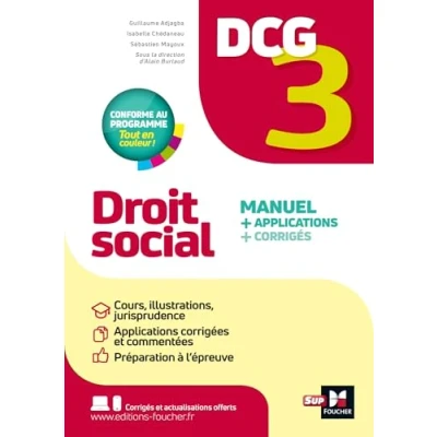 Afbeelding van DCG 3 DROIT SOCIAL MANUEL ET APPLICATIONS 2025 2026