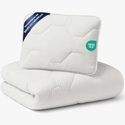 Afbeelding van Beddengoedset voor kinderen, dekbed en kussen, 80 x cm + 35 40 cm, van microvezel, wit