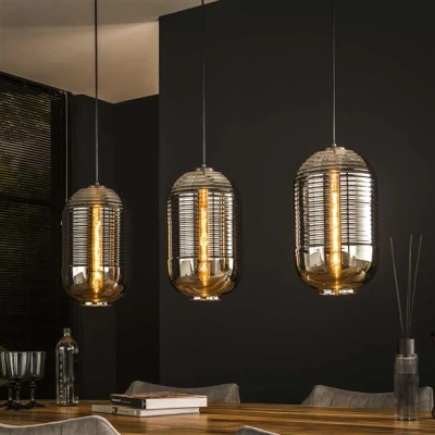Afbeelding van Hoyz Hanglamp 3L Tub Chromed Glass