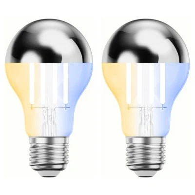 Afbeelding van ledscom.de 2 x E27, A60, warm wit koud (2700 7000 K), 4,8 W, 486 lm, Smart Home, WLAN, Alexa, hoofdspiegel (zilver)