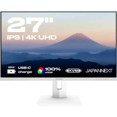 Afbeelding van JAPANNEXT monitor 27&quot; 4K UHD IPS paneel Laad uw computer op via USB C (65W) Verstelbare hoek Portretmodus Blauwlichtfilter JN IPS27UHDR C65W HSP W