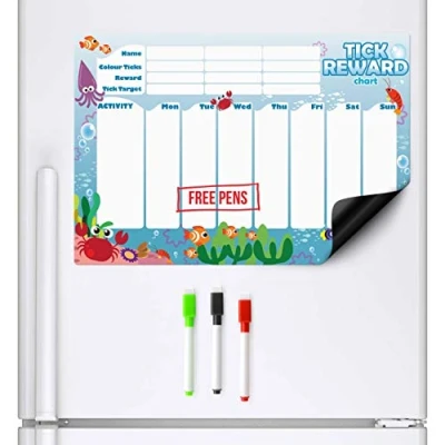 Afbeelding van CKB ltd Familieagenda planbord weekplanner familie kalender beloningssysteem week agenda white bord magnetisch voor kinderen Ocean Creatures