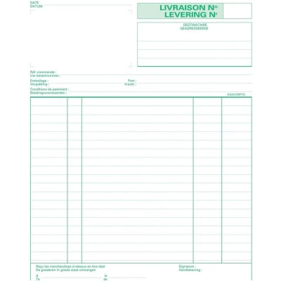 Afbeelding van Exacompta Leveringen, Ft 21 X 18 Cm, Tripli (50 3 Vel), Tweetalig (nl/fr) Bedrijfsformulieren
