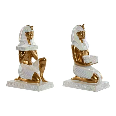 Afbeelding van Decoratieve figuren Home ESPRIT Wit Gouden Hars Orientaals Egyptenaar 12,5 x 17 25 cm (2 Stuks)