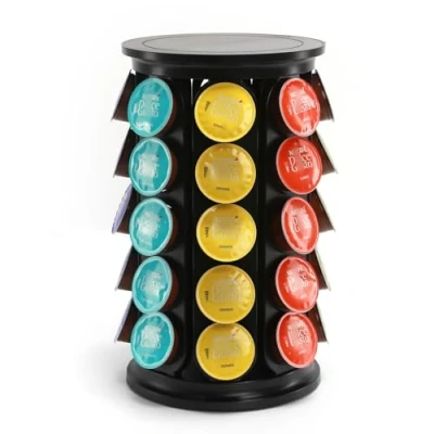 Afbeelding van SYSYLY Koffiecapsulehouder compatibel met Dolce Gusto capsules, houder voor het opbergen van 40 koffiecapsules, 360 draaibaar en antislip, koffiepads, zwart.