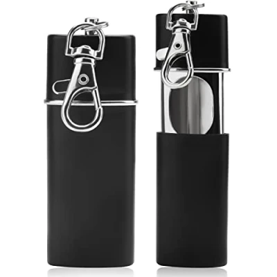 Afbeelding van HENGBIRD Draagbare zakasbak, mini reisasbak, geurremmend, winddicht, asbakken met sleutelhanger voor sigaretten (2 zwart)