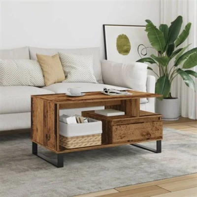 Image de vidaXL Table basse vieux bois 90x49x45 cm d&#039;ingénierie857454